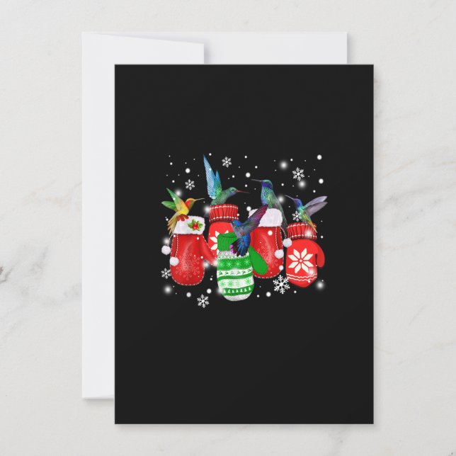 Invitation Cute Hummingbird In Gloves Christmas Bird Lovers M (Devant)