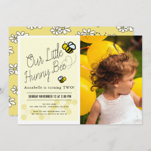Invitation Cute Hunny Bee Yellow Kids Photo Anniversaire