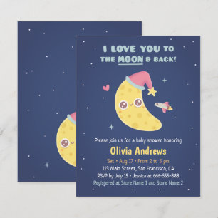 Invitation Cute I Love You to the Moon & Back Baby shower