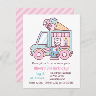 Invitation Cute Ice Cream Truck Anniversaire de enfant Party