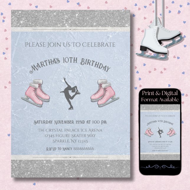 Invitation Cute Ice Rink Party Figure Skating Birthday (Invite guests to a party that's sure to sparkle with Figure Skater Birthday Party Invitations)