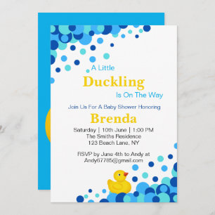 Invitation Cute Jaune Caoutchouc   Couleurs de bulles bleues