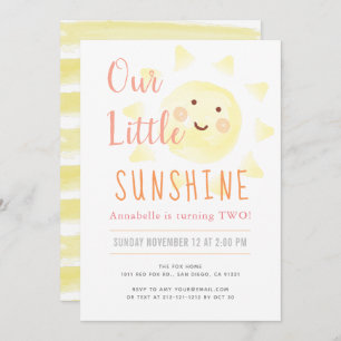 Invitation Cute Jaune Sunshine Fille Anniversaire
