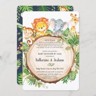 Invitation Cute Jungle Animaux Baby shower par Mail Greenery
