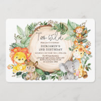 Cute Jungle Green Animaux sauvages 2e anniversaire