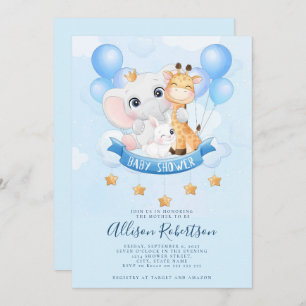Invitation Cute Jungle Safari Animaux Aquarelle Baby shower