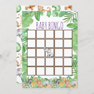 Invitation Cute Jungle Safari Baby shower animal bébé Bingo