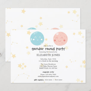 Invitation Cute Kawaii Astronomie Baby Genre Reveal Party