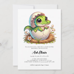 Invitation Cute Kawaii Baby Alligator qui éclot Baby Shower