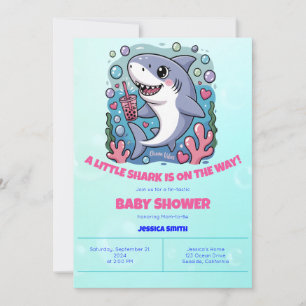 Invitation Cute Kawaii Bubble Thé Baby shower requin