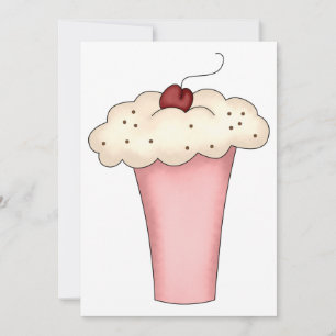 Invitation Cute Kawaii Cupcake Milkshake avec cerise