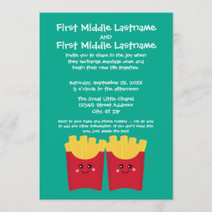 Invitation Cute Kawaii Fries de France avec un nom personnali