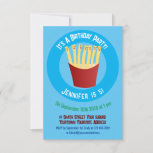 Invitation Cute kawaii frites fast food dessin animé