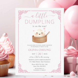 Invitation Cute Kawaii Little Dumpling Baby shower rose Bao