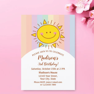 Invitation Cute Kawaii Little Rainbow Sunshine Anniversaire d