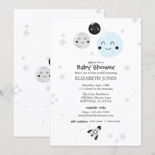 Invitation Cute Kawaii Planète et Baby shower des lunes