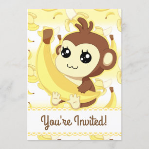 Invitation Cute kawaii Singe et banane