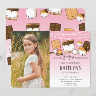 Invitation Cute Kawaii S'mores Camping Bonfire Photo Annivers