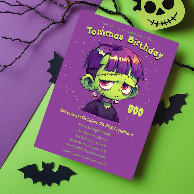 Invitation Cute Kid Frankenstein Anniversaire (Créateur téléchargé)
