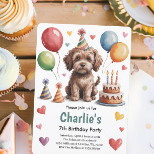 Invitation Cute Kids Chien 7e fête d'anniversaire