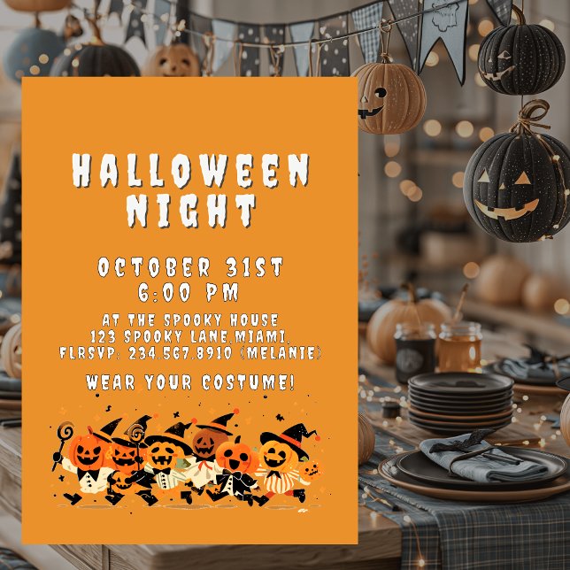 Invitation Cute Kids Halloween Night Party Custom (Créateur téléchargé)