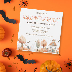 Invitation Cute Kids Haunted Maison Halloween Party