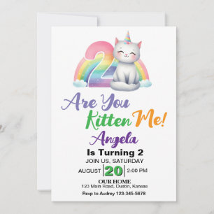 Invitation Cute Kitten 2e fête d'anniversaire