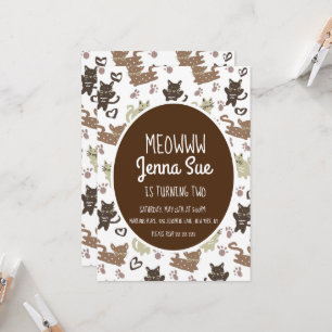 Invitation Cute Kitten Anniversaire Fête Animaux de compagnie