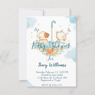 Invitation Cute Kitten et chiot