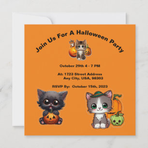 Invitation Cute Kitten Halloween Invitations, Halloween