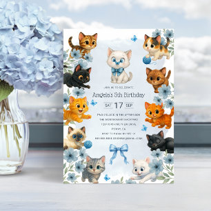 Invitation Cute Kittens Personnalisé 5e fête d'anniversaire