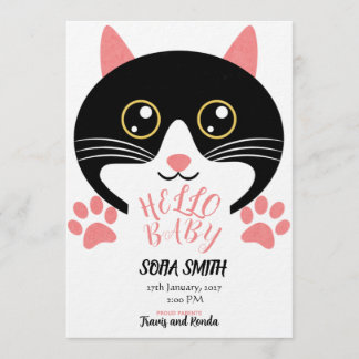 Invitation Cute Kitty Baby Arrival Announcement