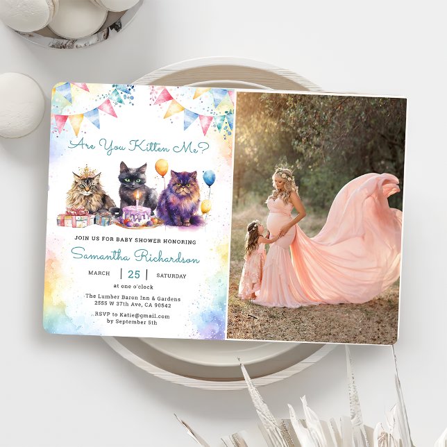 Invitation Cute Kitty Chat Baby shower Photo (Créateur téléchargé)
