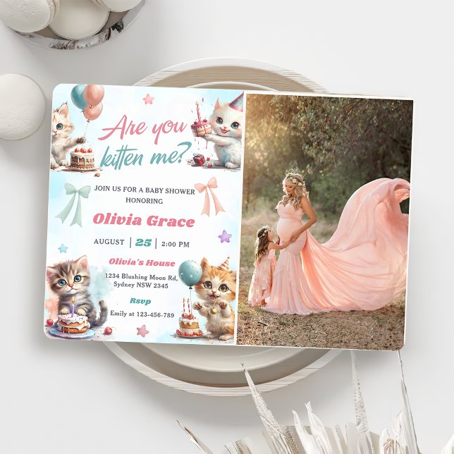 Invitation Cute Kitty Chat Baby shower Photo (Créateur téléchargé)
