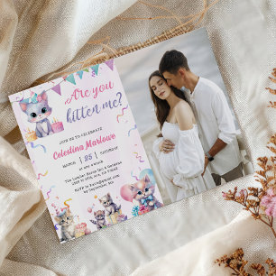 Invitation Cute Kitty Chat Baby shower Photo
