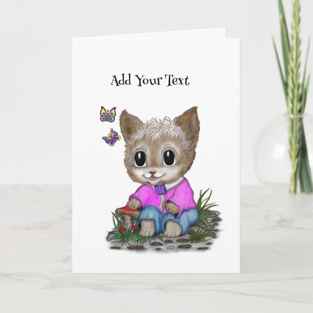 Invitation Cute Kitty Chat et Papillon (Devant)