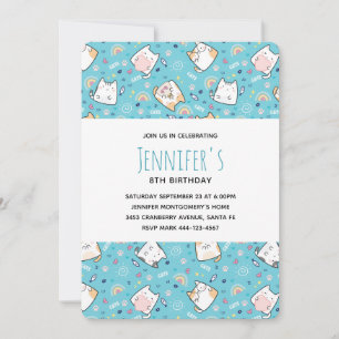 Invitation Cute Kitty Chat Motif Whimsical Anniversaire
