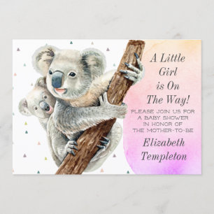Invitation Cute Koala Bear C'est un Baby shower rose fille
