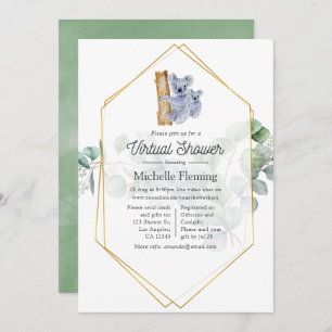 Invitation Cute Koala Bear Eucalyptus Baby shower virtuel