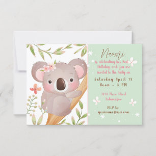 Invitation Cute Koala Fête d'anniversaire enfant sur mesure