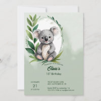 Cute Koala Ours Aquarelle Vert Anniversaire