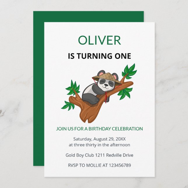 Invitation Cute Koala Wild Animal Kids First Birthday (Devant / Derrière)