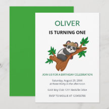 Cute Koala Wild Animal Kids First Birthday Invitat