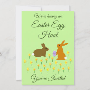 Invitation Cute lapin de Pâques et jonquilles Chasse aux oeuf