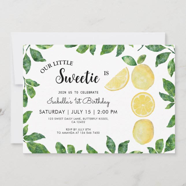 Invitation Cute Lemon 1er anniversaire (Devant)