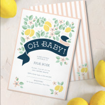 Cute Lemon Jaune Botanique Baby shower gras