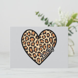 Invitation Cute Leopard Heart Saint Valentin cadeau
