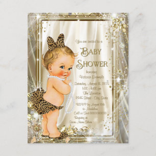 Invitation Cute Leopard Pearl Baby Girl Douche