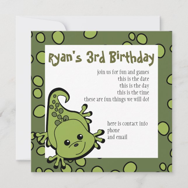 Invitation Cute Lil' Lizard (Devant)