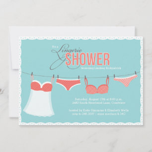 Invitation Cute Lingerie Aqua Rose Coral Douche